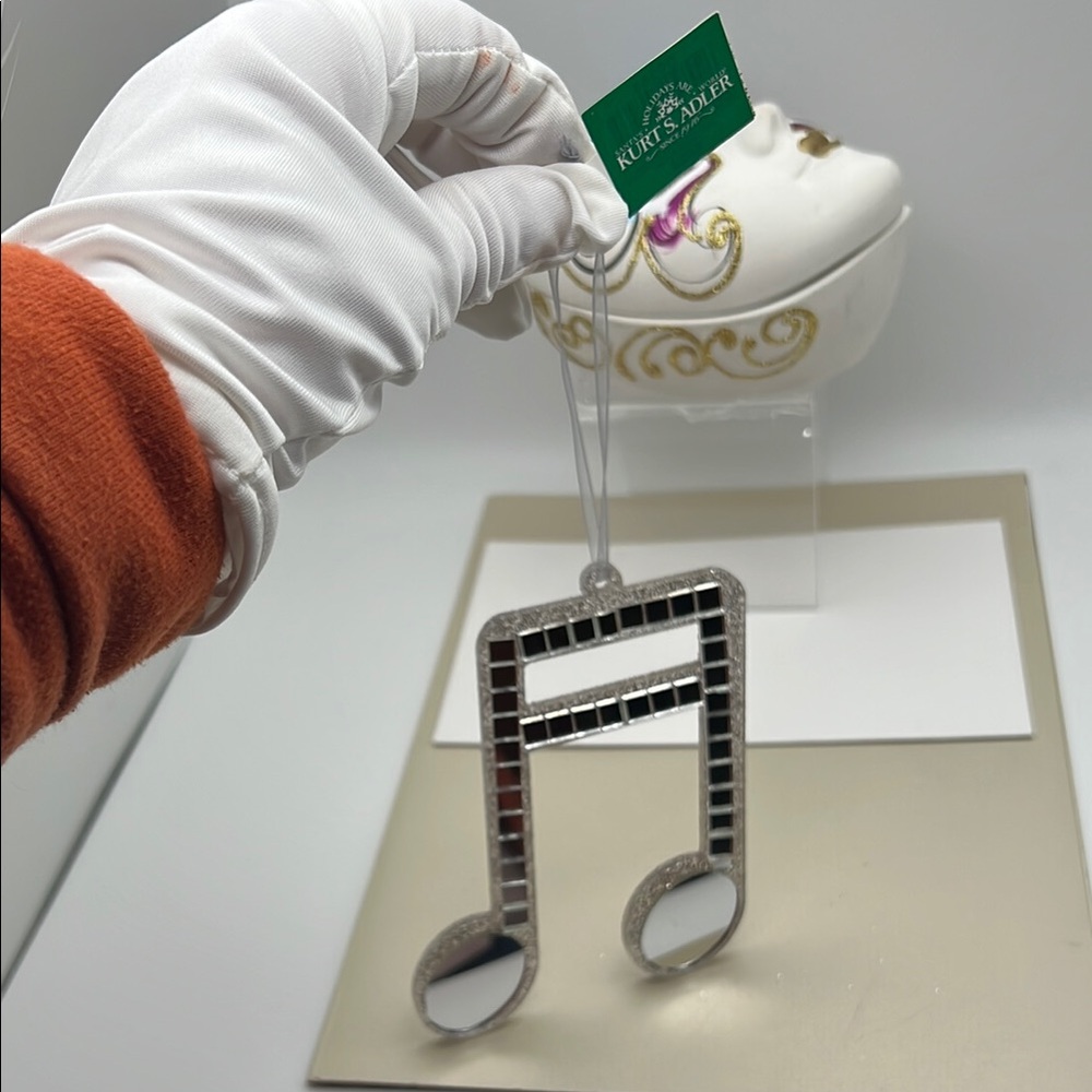 Silver / Glitter / Mirrors Music Note Ornament 4.5” H x 4.5” W x .25” D - Picture 12 of 15